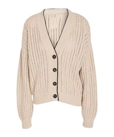 Brunello Cucinelli Solid Color Knit Cardigan In Neutral