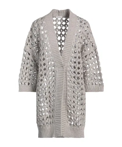 Brunello Cucinelli Solid Color Knitted Cardigan In Gray
