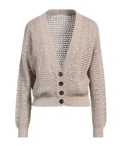 Brunello Cucinelli Solid Color Knitted Cardigan In Nude