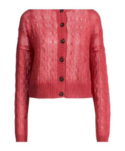 Brunello Cucinelli Solid Color Lightweight Knit Cardigan In Red