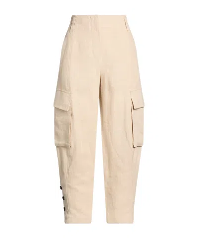 Brunello Cucinelli Solid Color Linen Cargo Pants In Animal Print