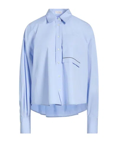 Brunello Cucinelli Solid Color Long-sleeve Shirt In Blue