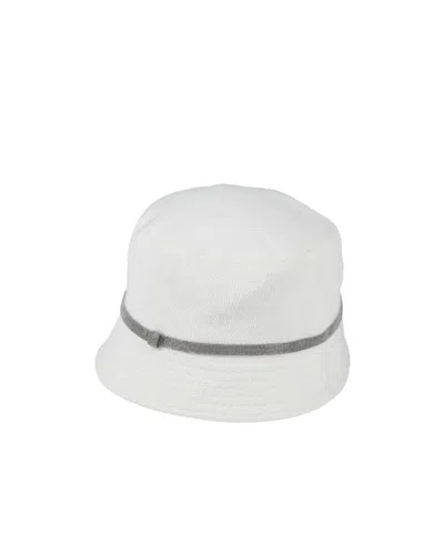 Brunello Cucinelli Solid Color Rhinestone Bucket Hat In White
