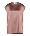 Brunello Cucinelli Solid Stretch Satin Top In Brown