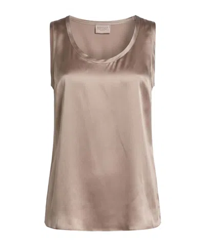 Brunello Cucinelli Solid Colour Tops In Neutral