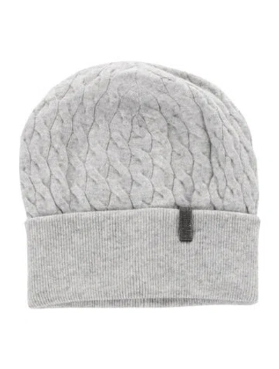 Pre-owned Brunello Cucinelli Solid Knit Beanie In Gray