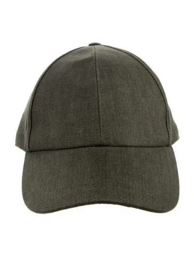 Pre-owned Brunello Cucinelli Solid Linen Baseball Hat In Green