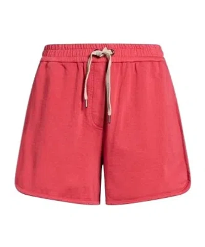 Brunello Cucinelli Solid Minimalist High Waist Sports Shorts In Red