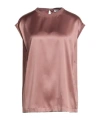 Brunello Cucinelli Solid Stretch Satin Top In Brown