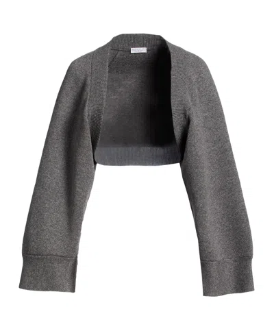 Brunello Cucinelli Solidcolor Cashmere Knit Sweater In Gray