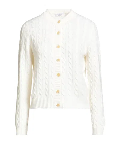 Brunello Cucinelli Solid-color Cashmere Thin Knitted Sweater In White