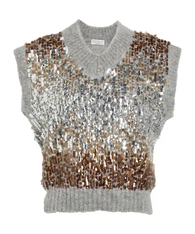 Brunello Cucinelli Solidcolor Knit Vest In Multi