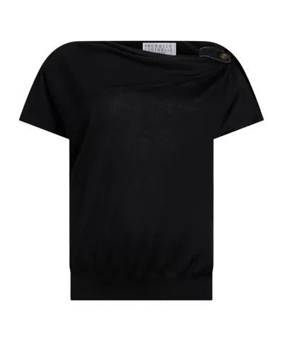 Brunello Cucinelli Solid-color Lightweight Knitted Sweater In Black