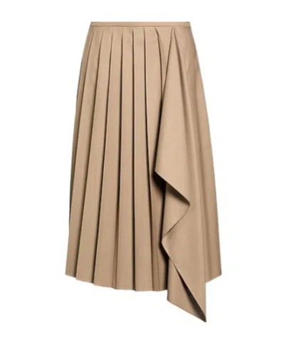 Brunello Cucinelli Solidcolor Pleated Skirt In Brown