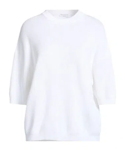 Brunello Cucinelli Solid-colored Short-sleeved Knitted Sweater In White
