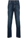Brunello Cucinelli Solomei-embroidered Tapered Jeans In 蓝色