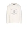 Brunello Cucinelli Men Techno Cotton Fleece Topwear With Print In White
