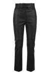 BRUNELLO CUCINELLI SOPHISTICATED BLACK STRETCH NAPPA LEATHER CIGARETTE TROUSERS