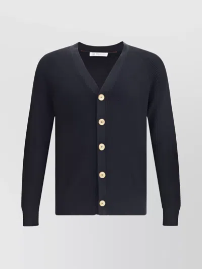 Brunello Cucinelli Sophisticated Ribbed Cardigan With V-neck