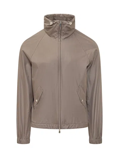 Brunello Cucinelli Sophisticated Zip-up Jacket With High Neck In Brown