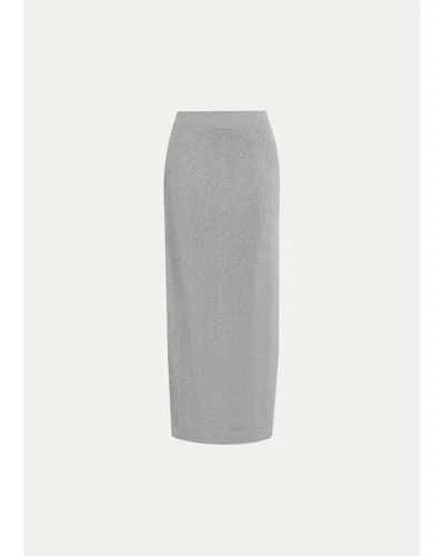 Brunello Cucinelli Sparkle Rib Knit Maxi Skirt In Light Gray