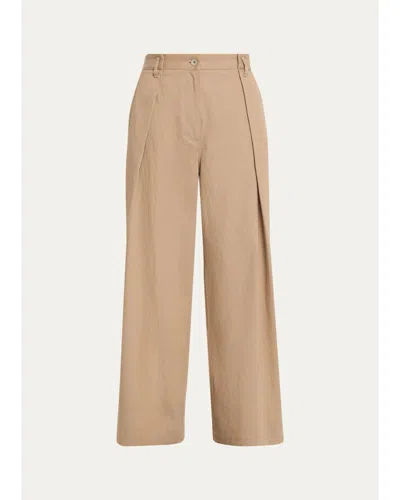 Brunello Cucinelli Sparkle Twill Wide-leg Pants In Tan