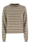 Brunello Cucinelli Sparkling & Dazzling Striped Cashmere And Wool Sweater