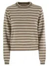 Brunello Cucinelli Sparkling & Dazzling Striped Cashmere And Wool Sweater In Hazelnut