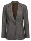 Brunello Cucinelli Women Lurex Fabric Blazer In Gray