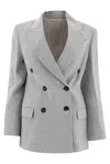 Brunello Cucinelli Women's Irish Linen Chevron Blazer With Monili In Light Grey