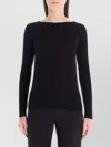 Brunello Cucinelli Sparkling Boat Neck Slim Fit Sweater In Black