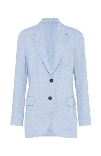 Brunello Cucinelli Sparkling Canvas Blazer In Azure