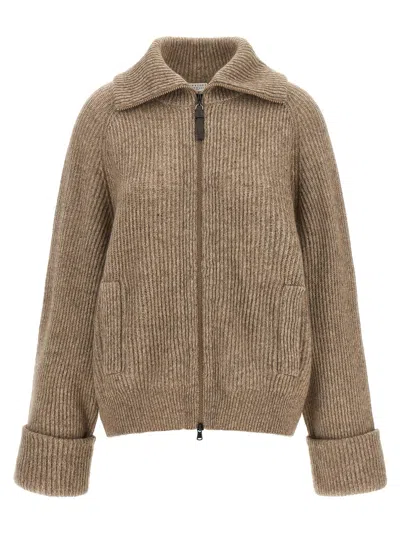 Brunello Cucinelli Sparkling Cardigan In Neutral