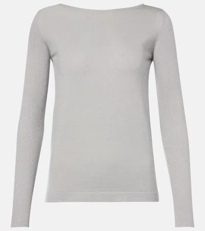 Brunello Cucinelli Sparkling Cashmere And Silk-blend Sweater In Grey