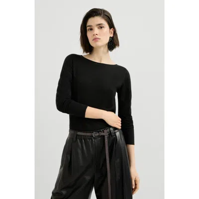 Brunello Cucinelli Sparkling Cashmere And Silk Lightweight Sweater In Black