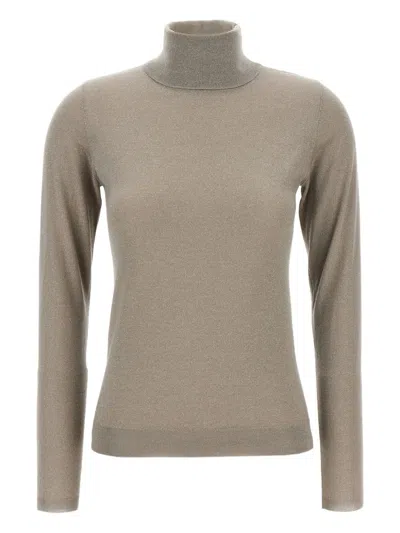 Brunello Cucinelli Sparkling Cashmere And Silk Lightweight Turtleneck Sweater In Animal Print