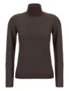 Brunello Cucinelli Sparkling Cashmere And Silk Lightweight Turtleneck Sweater In Brown