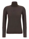 Brunello Cucinelli Sparkling Cashmere And Silk Lightweight Turtleneck Sweater In Brown