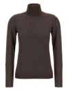 Brunello Cucinelli Sparkling Cashmere And Silk Lightweight Turtleneck Sweater In Brown