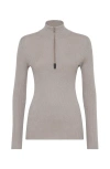 Brunello Cucinelli Ribbed-knit Zip-up Jumper In Cool Beige