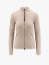 Brunello Cucinelli Cardigan In Cashmere E Seta Sparkling A Coste Con Dettaglio Monile In Beige