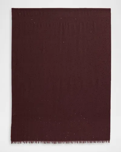 Brunello Cucinelli Sparkling Cashmere And Silk Scarf In Burgundy