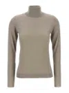 Brunello Cucinelli Sparkling Cashmere And Silk Lightweight Turtleneck Sweater In Brown