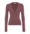 Brunello Cucinelli Stretch Lurex Ribbed Cashmere Cardigan In Pink