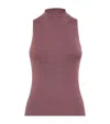 Brunello Cucinelli Sparkling Cashmere Rib-knit Top In Purple