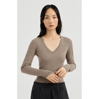 Brunello Cucinelli Sparkling Cashmere Ribbed Sweater In Pattern