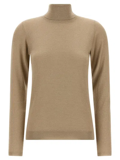 Brunello Cucinelli Sparkling Cashmere Silk Sweater In Beige
