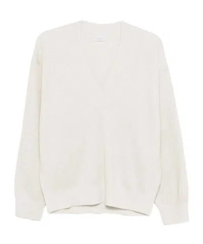 Brunello Cucinelli Sparkling Cashmere Sweater In White