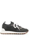 BRUNELLO CUCINELLI SPARKLING COTTON KNIT RUNNERS WITH PRECIOUS EYELETS