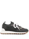 Brunello Cucinelli Monili Shimmer Knit Trainer Sneakers In Blue